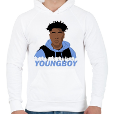 PRINTFASHION NBA Youngboy - Férfi kapucnis pulóver - Fehér férfi pulóver, kardigán