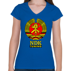 PRINTFASHION NDK DDR Műhely Tuning Címer (3 szín) - Női V-nyakú póló - Királykék
