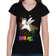 PRINTFASHION Ne basszál már fel! - Női V-nyakú póló - Fekete női póló