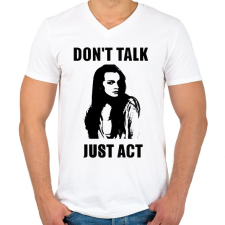 PRINTFASHION NE BESZÉLJ CSELEKEDJ2 - Férfi V-nyakú póló - Fehér férfi póló