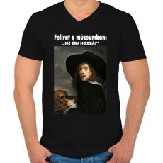 PRINTFASHION Ne érj hozzá! - Férfi V-nyakú póló - Fekete