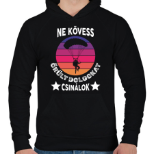 PRINTFASHION Ne kövess - Férfi kapucnis pulóver - Fekete férfi pulóver, kardigán