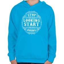 PRINTFASHION Ne nézd, csináld  - Gyerek kapucnis pulóver - Azúrkék gyerek pulóver, kardigán