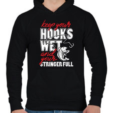 PRINTFASHION Nedves horog  - Férfi kapucnis pulóver - Fekete férfi pulóver, kardigán