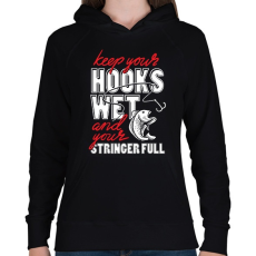 PRINTFASHION Nedves horog  - Női kapucnis pulóver - Fekete