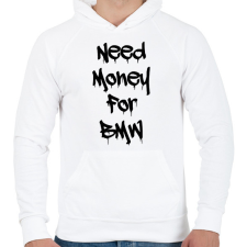 PRINTFASHION Need money for BMW - Férfi kapucnis pulóver - Fehér férfi pulóver, kardigán