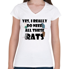 PRINTFASHION Need rats - Női V-nyakú póló - Fehér