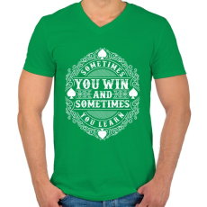 PRINTFASHION Néha nyersz, néha tanulsz - Férfi V-nyakú póló - Zöld