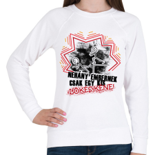 PRINTFASHION Néhány embernek csak egy kis lökés kéne - Női pulóver - Fehér női pulóver, kardigán