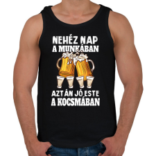 PRINTFASHION Nehéz nap, jó este - Férfi atléta - Fekete atléta, trikó