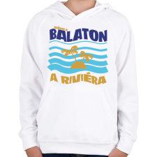 PRINTFASHION Nekem a Balaton a Riviéra - Gyerek kapucnis pulóver - Fehér gyerek pulóver, kardigán