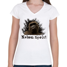 PRINTFASHION Nekem nyolc - Női V-nyakú póló - Fehér