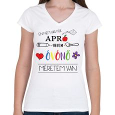 PRINTFASHION Nekem óvónő méretem van - Női V-nyakú póló - Fehér