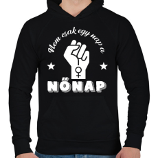 PRINTFASHION Nem csak egy nap - Férfi kapucnis pulóver - Fekete