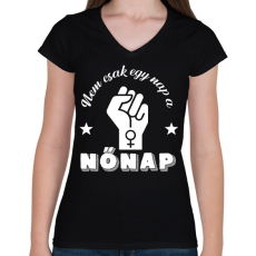 PRINTFASHION Nem csak egy nap - Női V-nyakú póló - Fekete