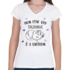 PRINTFASHION Nem csak egy tengerimalac - Női V-nyakú póló - Fehér női póló