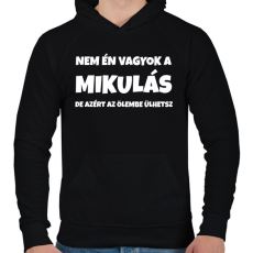 PRINTFASHION NEM ÉN VAGYOK A MIKULÁS - Férfi kapucnis pulóver - Fekete