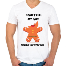 PRINTFASHION Nem érzem az arcom.. - Férfi V-nyakú póló - Fehér férfi póló