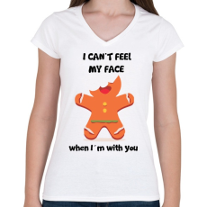 PRINTFASHION Nem érzem az arcom.. - Női V-nyakú póló - Fehér