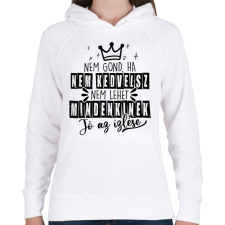 PRINTFASHION Nem gond ha nem kedvelsz fekete - Női kapucnis pulóver - Fehér női pulóver, kardigán