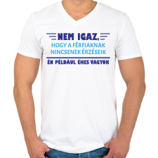 PRINTFASHION Nem igaz - Férfi V-nyakú póló - Fehér férfi póló