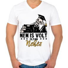 PRINTFASHION Nem is volt olyan nehéz  - Férfi V-nyakú póló - Fehér