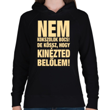 PRINTFASHION Nem kokszolok, de kössz! - Női kapucnis pulóver - Fekete női pulóver, kardigán
