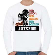 PRINTFASHION nem látok nem hallok játszom - Férfi pulóver - Fehér férfi pulóver, kardigán