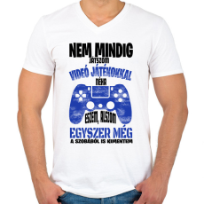 PRINTFASHION Nem mindig játszom videó játékokkal... - Férfi V-nyakú póló - Fehér