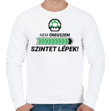 PRINTFASHION Nem öregszem, szintet lépek! - Férfi pulóver - Fehér