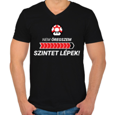 PRINTFASHION Nem öregszem, szintet lépek! - Férfi V-nyakú póló - Fekete férfi póló