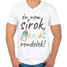 PRINTFASHION Nem sírok - Férfi V-nyakú póló - Fehér