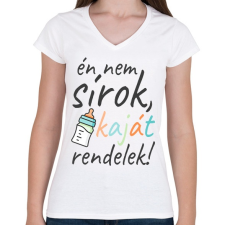 PRINTFASHION Nem sírok - Női V-nyakú póló - Fehér női póló