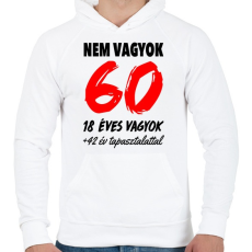 PRINTFASHION Nem vagyok 60! - Férfi kapucnis pulóver - Fehér