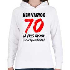 PRINTFASHION Nem vagyok 70! - Női kapucnis pulóver - Fehér női pulóver, kardigán