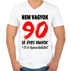 PRINTFASHION Nem vagyok 90! - Férfi V-nyakú póló - Fehér