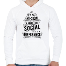 PRINTFASHION Nem vagyok antiszociális - Férfi kapucnis pulóver - Fehér férfi pulóver, kardigán