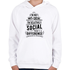 PRINTFASHION Nem vagyok antiszociális - Gyerek kapucnis pulóver - Fehér gyerek pulóver, kardigán