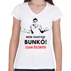 PRINTFASHION nem vagyok bunkó! - Női V-nyakú póló - Fehér