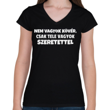 PRINTFASHION Nem vagyok kövér - Női V-nyakú póló - Fekete női póló