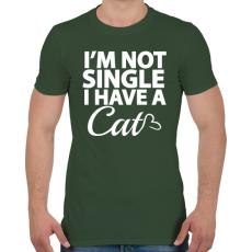 PRINTFASHION Nem vagyok szingli, van egy macskám - Férfi póló - Katonazöld