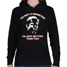 PRINTFASHION Nem vagyok szörny - Homelander - Női kapucnis pulóver - Fekete női pulóver, kardigán