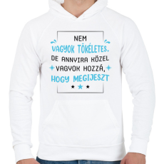 PRINTFASHION Nem vagyok tökéletes - Férfi kapucnis pulóver - Fehér