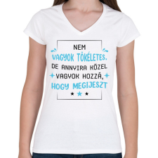 PRINTFASHION Nem vagyok tökéletes - Női V-nyakú póló - Fehér női póló