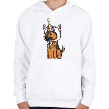 PRINTFASHION Német egyszarvújuhász - Gyerek kapucnis pulóver - Fehér gyerek pulóver, kardigán