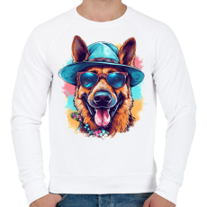 PRINTFASHION Német juhász - Férfi pulóver - Fehér