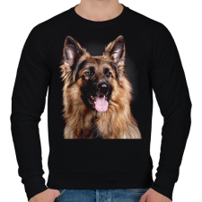 PRINTFASHION Német juhász - Férfi pulóver - Fekete férfi pulóver, kardigán