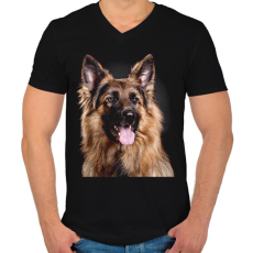 PRINTFASHION Német juhász  - Férfi V-nyakú póló - Fekete