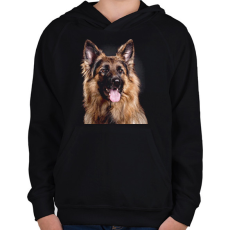 PRINTFASHION Német juhász  - Gyerek kapucnis pulóver - Fekete