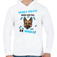 PRINTFASHION Német juhász nélkül lehet élni, de minek? - Férfi kapucnis pulóver - Fehér